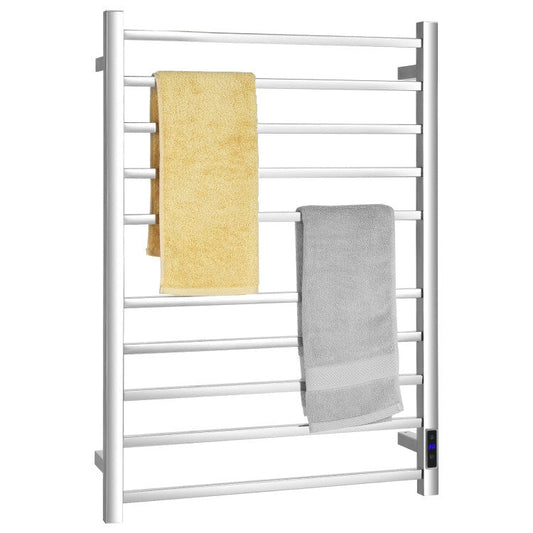 10 Bar Towel Warmer Wall Mounted Electric Heated Towel Rack with Built-in Timer Home Decor by Design