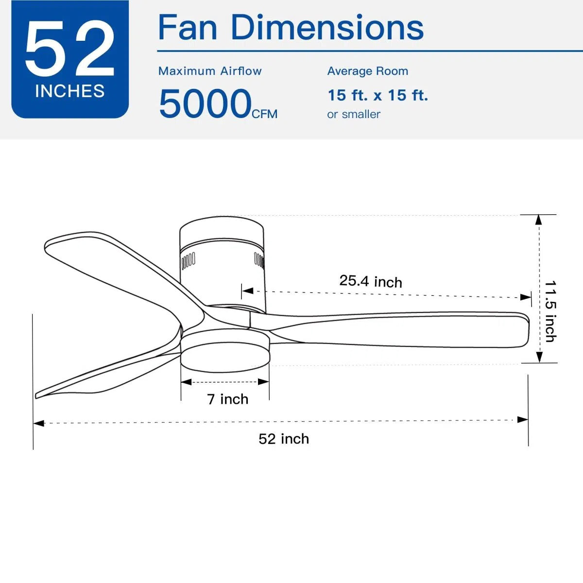 Semi Flush Ceiling Fan with Integrated LED Light in Solid Wood Blade Home Decor by Design