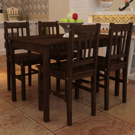 Wooden Dining Table with 4 Chairs Brown Home Decor by Design