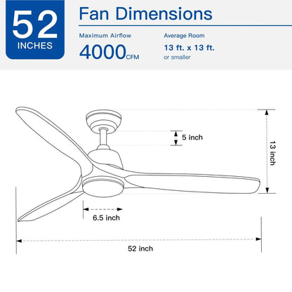 YUHAO 52 In.Intergrated LED Ceiling Fan Lighting with Remote Control Home Decor by Design