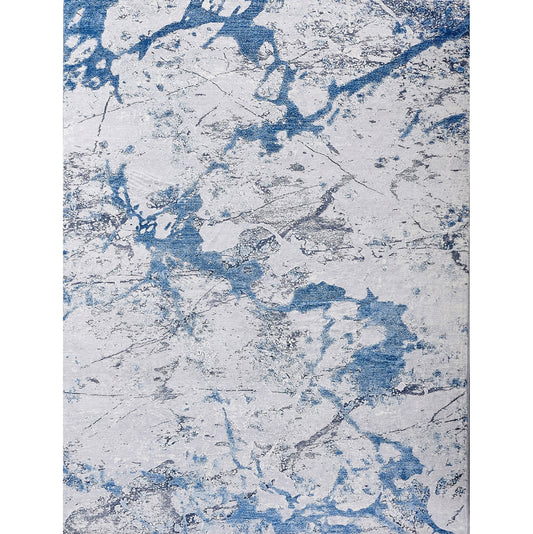 ZARA Collection Abstract Design Silver Blue Machine Washable Super Soft Area Rug Home Decor by Design