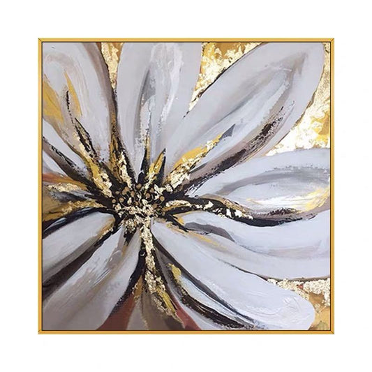 100% Handmade Abstract Oil Painting Top Selling Wall Art Modern Minimalist Gold Foil Flowers Picture Canvas Home Decor For Living Room No Frame