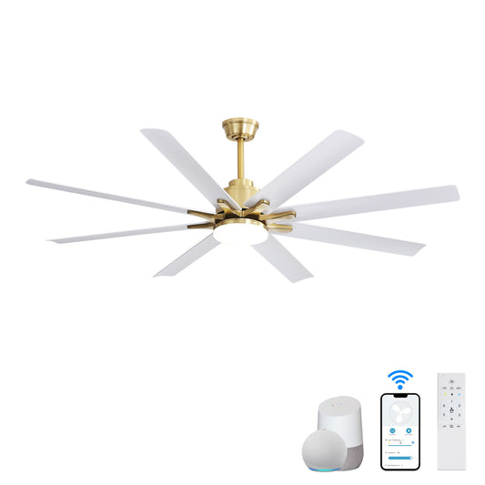 66 Inch Low Profile Ceiling Fan with Dimmable Lights and Smart Remote Control 6 Speed Reversible Noiseless DC Motor for Indoor