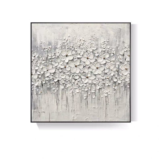 Top Selling Handmade Abstract Oil Painting Wall Art Modern Minimalist White Flowers Picture Canvas Home Decor For Living Room Bedroom No Frame