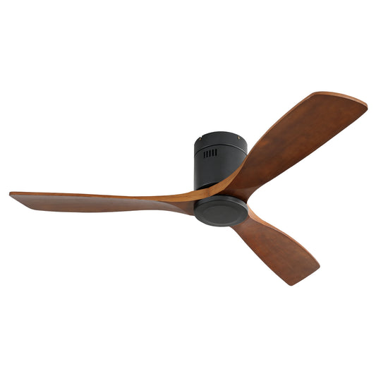 52 Inch Indoor Wooden Ceiling Fan With 3 Solid Wood Blades Remote Control Reversible DC Motor Without Light