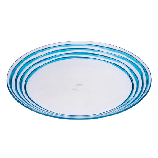 Designer Swirl 12" Acrylic Blue Dinner Plates Set of 4, Crystal Clear Unbreakable Acrylic Dinner Plates for All Occasions BPA Free Dishwasher Safe - Home Decor by Design