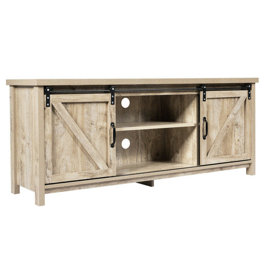 TV Stand Media Center Console Cabinet with Sliding Barn Door for TVs Up to 65 Inch - Home Decor by Design