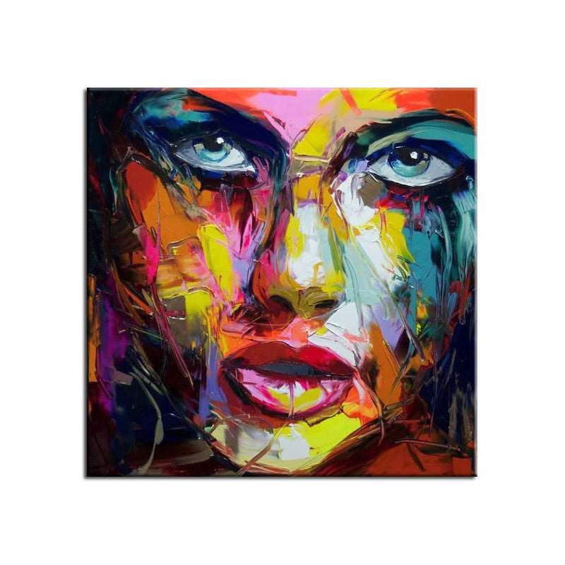 100% Hand Painted Large Home Decor Francoise Nielly Face Oil Painting Wall Art Picture Portrait Palette Knife Canvas Acrylic Texture Colourful No Framed Home Decor by Design