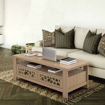 3-tier Coffee Table with 2 Drawers and 5 Support Legs Home Decor by Design