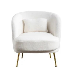 30.32W Accent Chair Upholstered Curved Backrest with Golden Adjustable Legs
