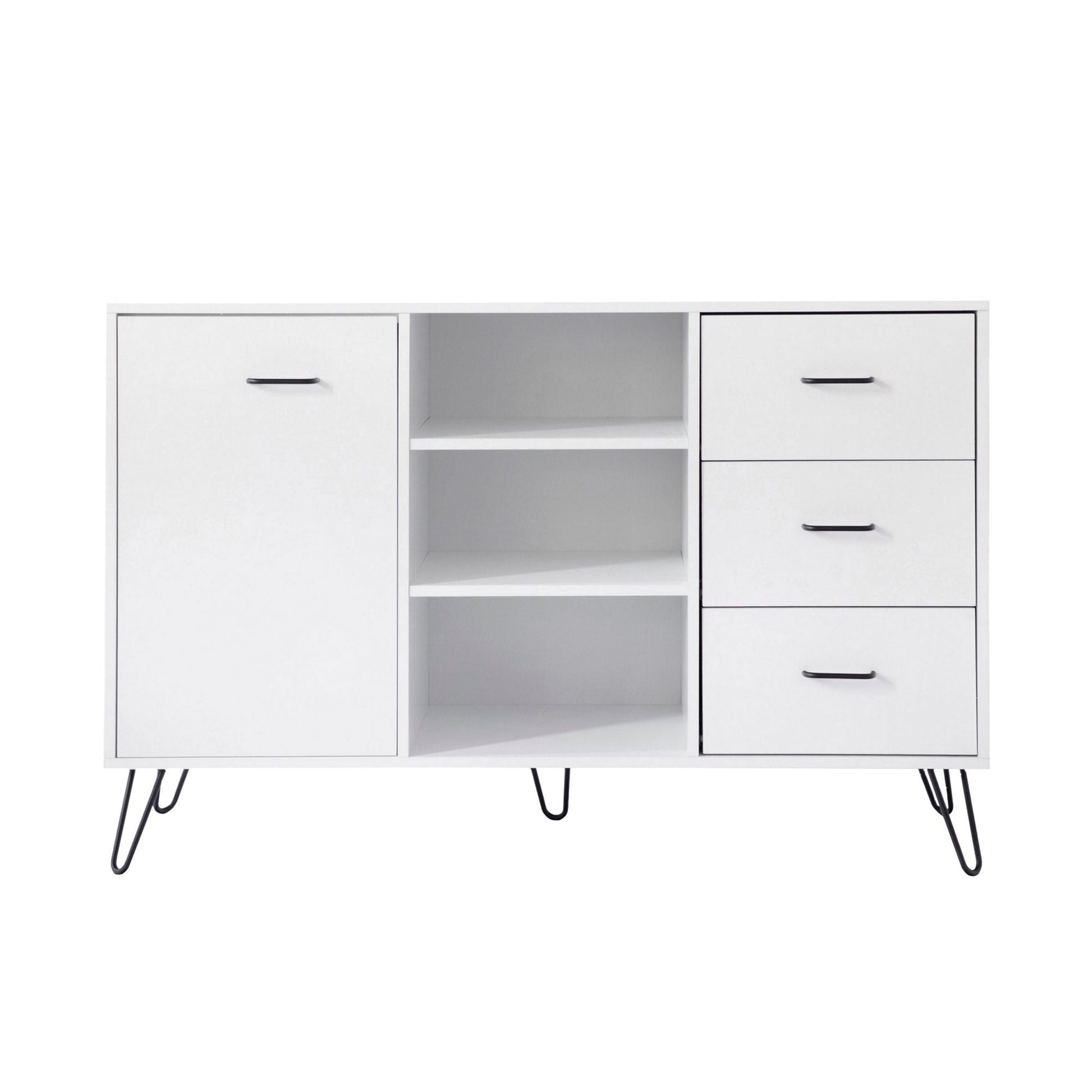 49 Inch Sideboard Buffet Console Cabinet with 3 Drawers, White Home Decor by Design