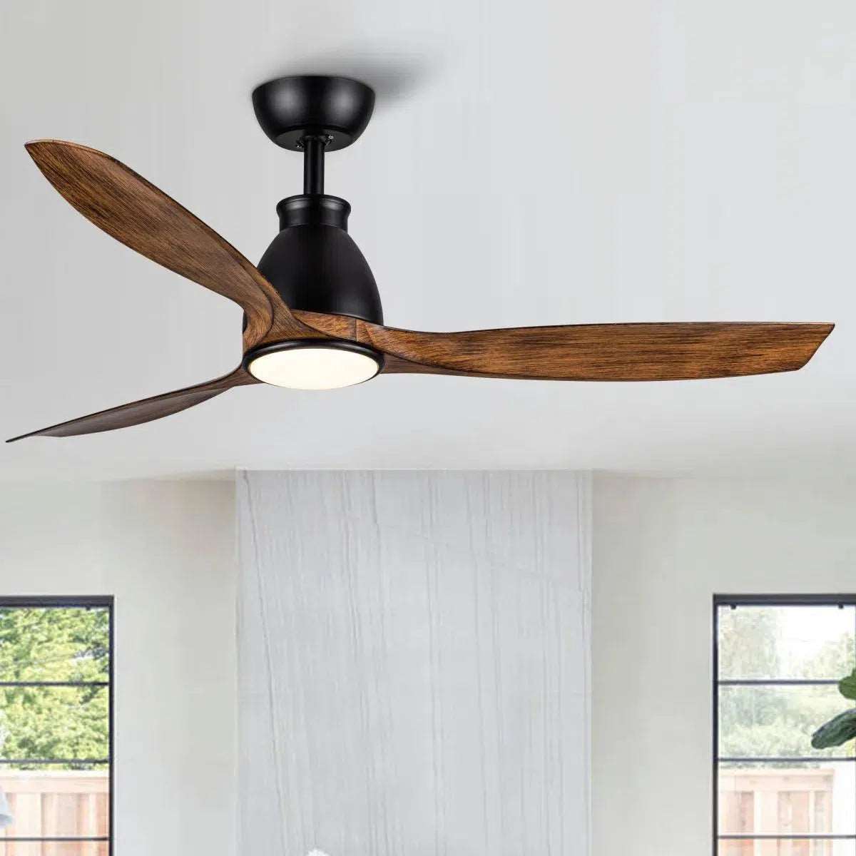 52 In.Intergrated LED Ceiling Fan with Wood Grain Blade Home Decor by Design