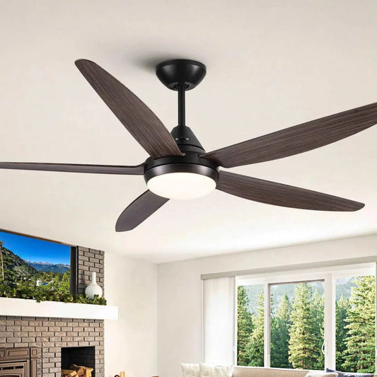 56 in. Indoor&Outdoor Integrated LED Natural Brown Ceiling Fan with Light Kit and Remote Control Home Decor by Design