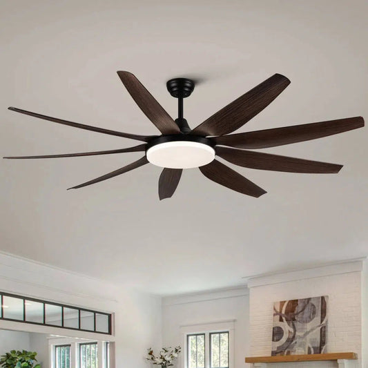 72" Integrated LED Lighting Ceiling Fan with 9 Solid Wood Blade - home decor by design