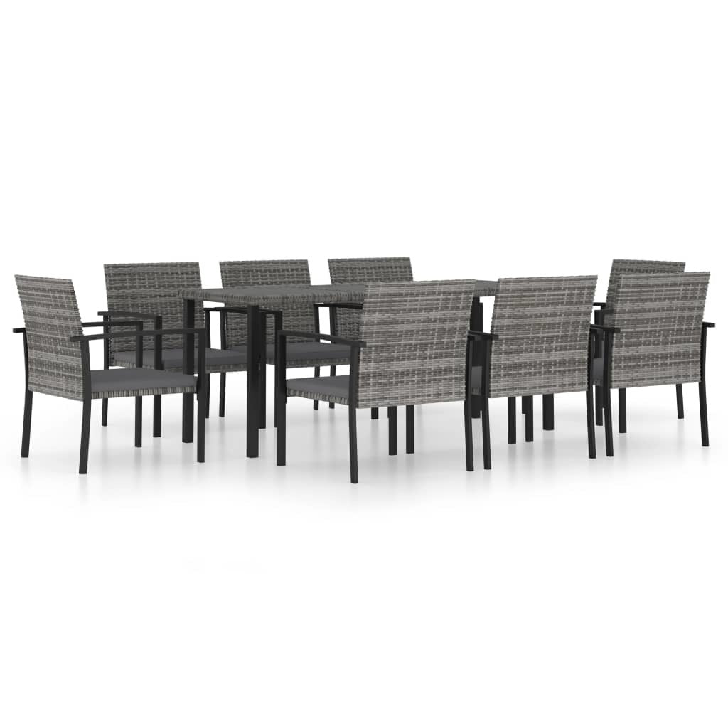 9 Piece Patio Dining Set Poly Rattan Gray Home Decor by Design