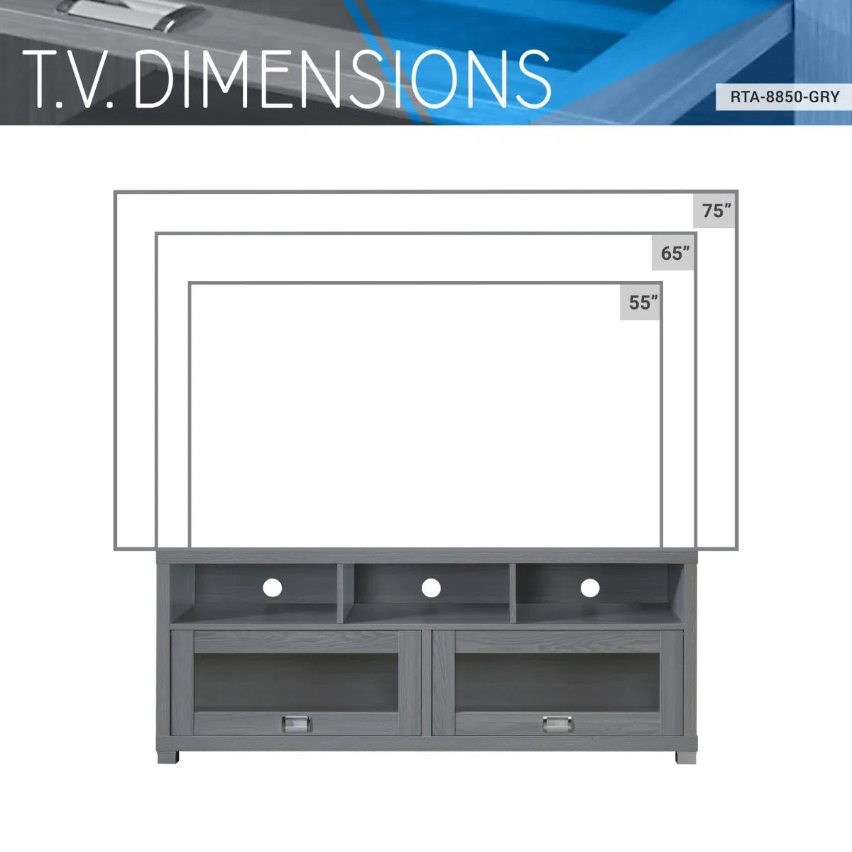 Durbin TV Stand for TVs up to 75in; Grey Home Decor by Design
