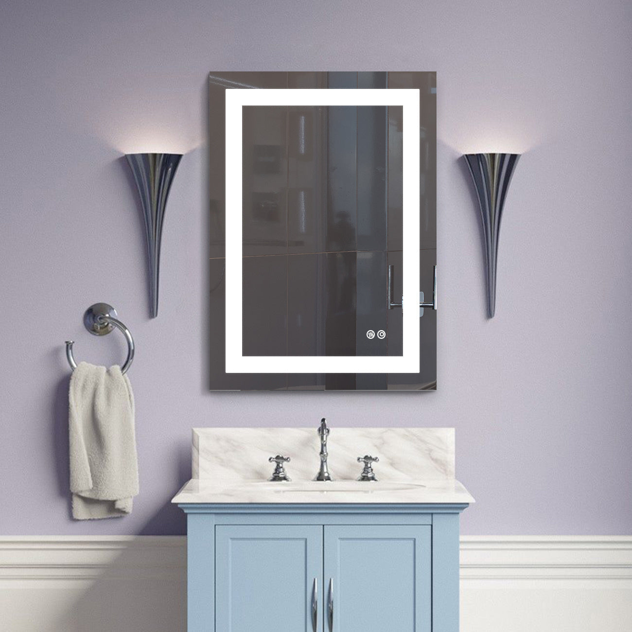 Frameless Rectangular LED Light Bathroom Vanity Mirror Home Decor by Design