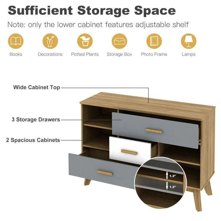 Free-standing Storage Floor Cabinet with 2 Doors and 3 Drawers Home Decor by Design