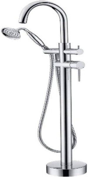 Freestanding Tub Filler Bathtub Faucet Chrome with Hand Held Shower Floor-Mount Home Decor by Design