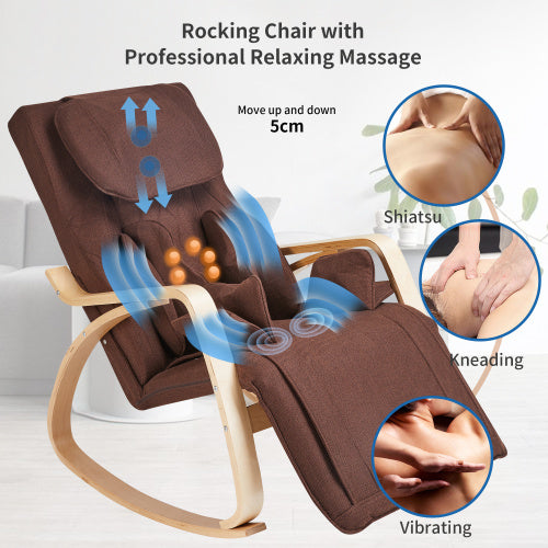 Full massage function-Air pressure-Comfortable Relax Rocking Chair, Lounge Chair Relax Chair with Cotton Fabric Cushion Brown Home Decor by Design