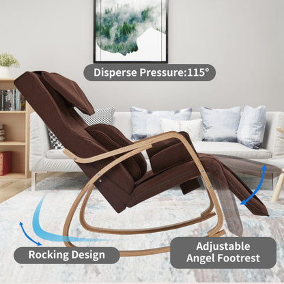 Full massage function-Air pressure-Comfortable Relax Rocking Chair, Lounge Chair Relax Chair with Cotton Fabric Cushion Brown Home Decor by Design