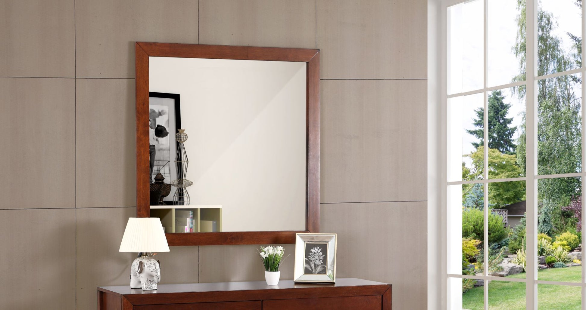 Glory Furniture Burlington G2400-M Mirror , Cherry Home Decor by Design