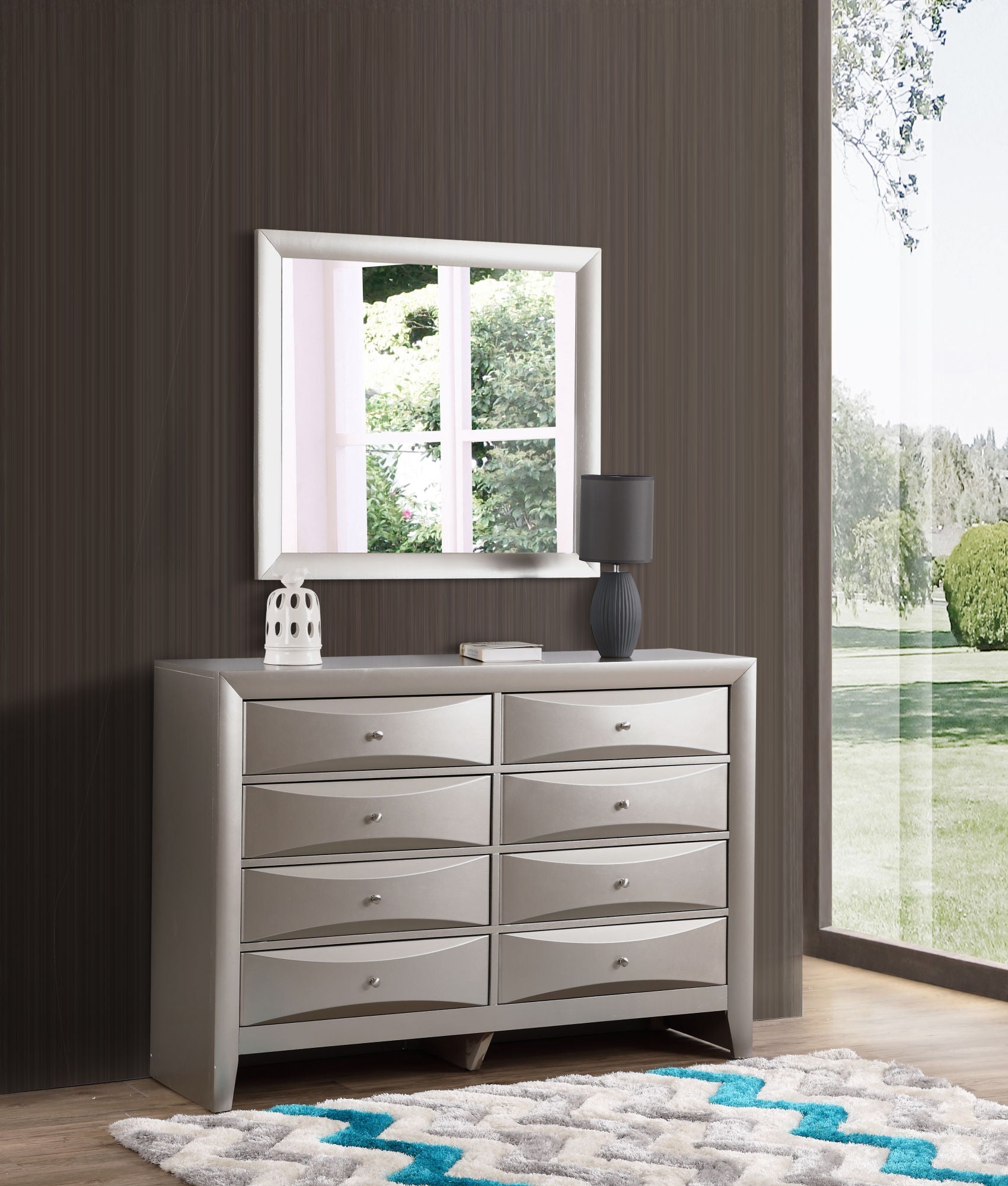 Glory Furniture Marilla G1503-M Mirror , Silver Champagne Home Decor by Design