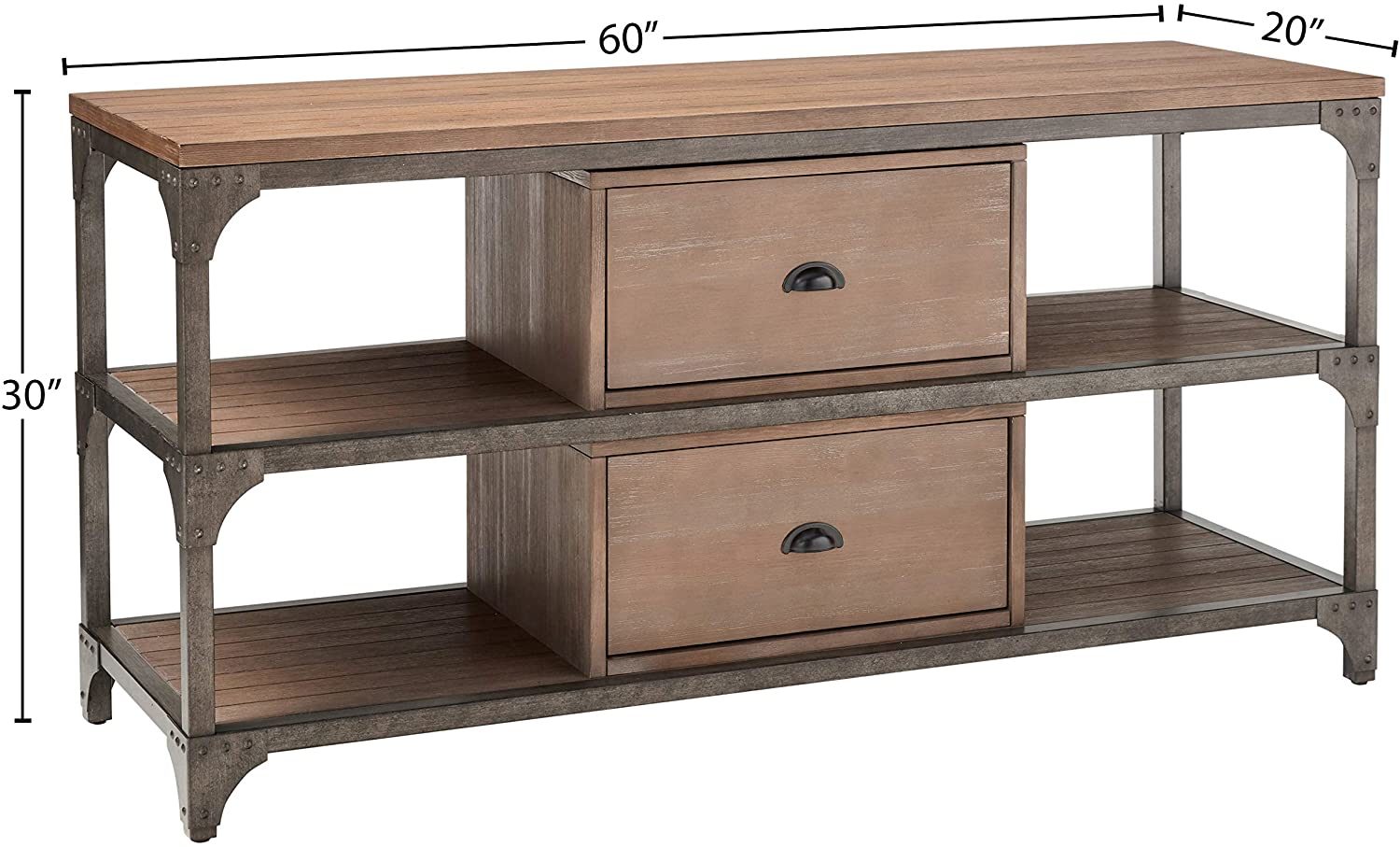 Gorden TV Stand in Weathered Oak & Antique Silver 91504 Home Decor by Design