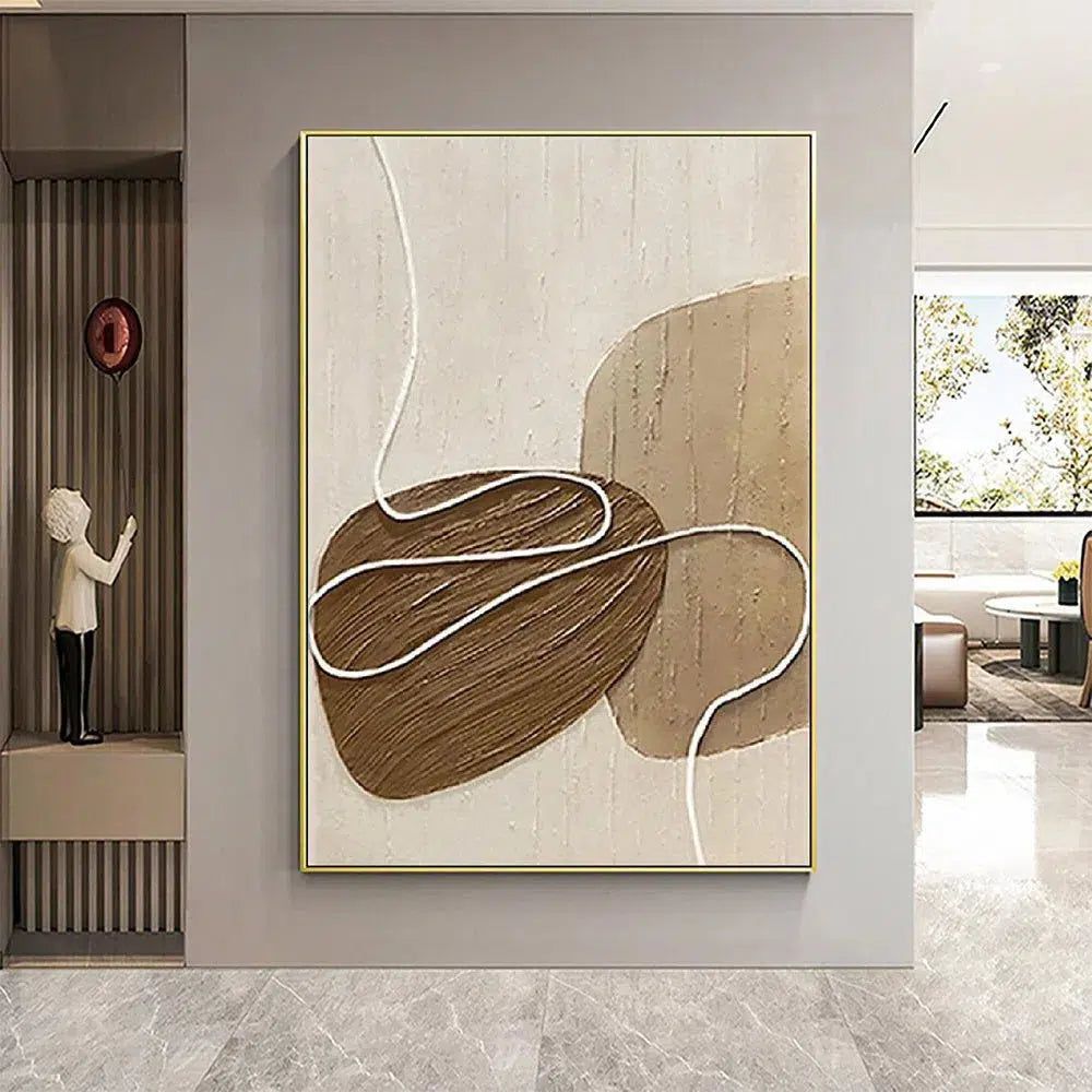 Handmade Oil Painting White and Beige Minimalist Wall Art Oversize Minimalist Painting on Canvas Neutral Textured Painting Brown Wall Decorative Painting Home Decor by Design