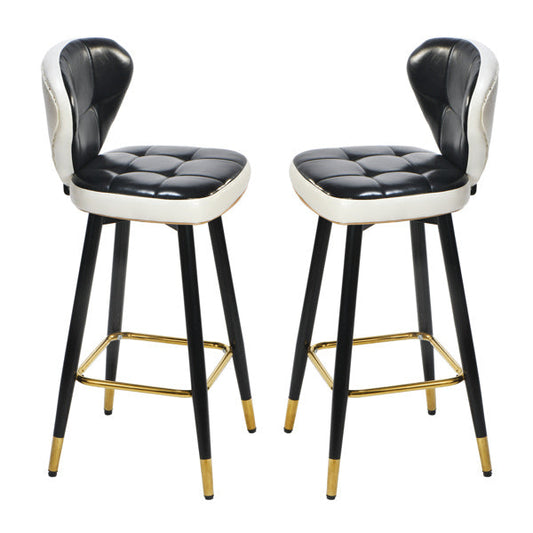 Jinsi Nan Leather Bar Stool 360 Rotating Bar Stool with Backrest and Foot Pedals for Bars, Kitchen, Dining Room, Living Room & Bistro, Bar Stool Set of 2, Black Bar Chair Home Decor by Design