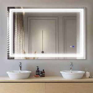 LED Lighted Bathroom Wall Mounted Mirror with High Lumen+Anti-Fog Separately Control+Dimmer Function Home Decor by Design