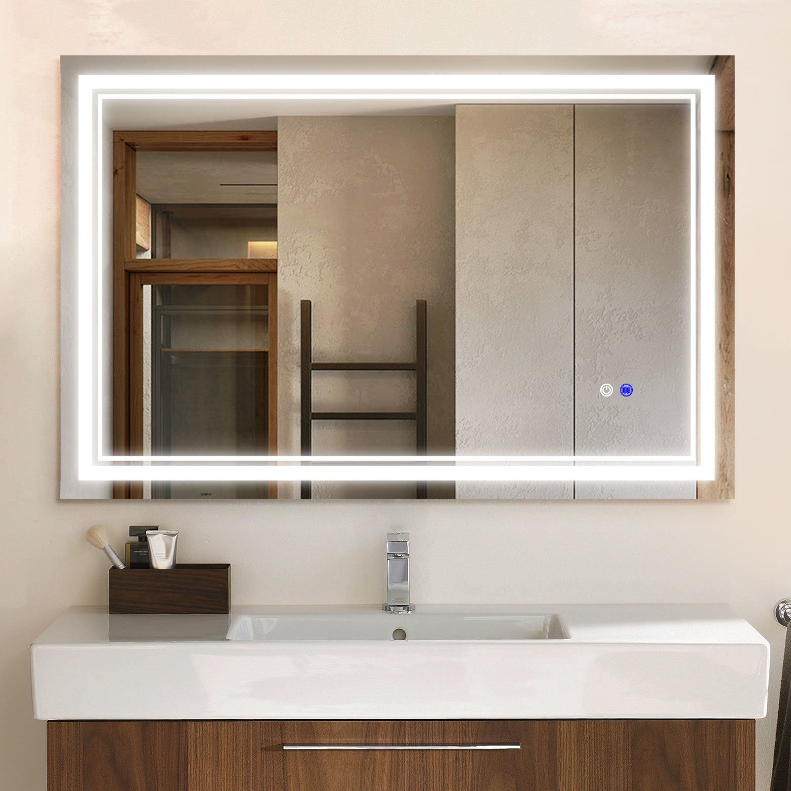 LED Lighted Bathroom Wall Mounted Mirror with High Lumen+Anti-Fog Separately Control+Dimmer Function Home Decor by Design
