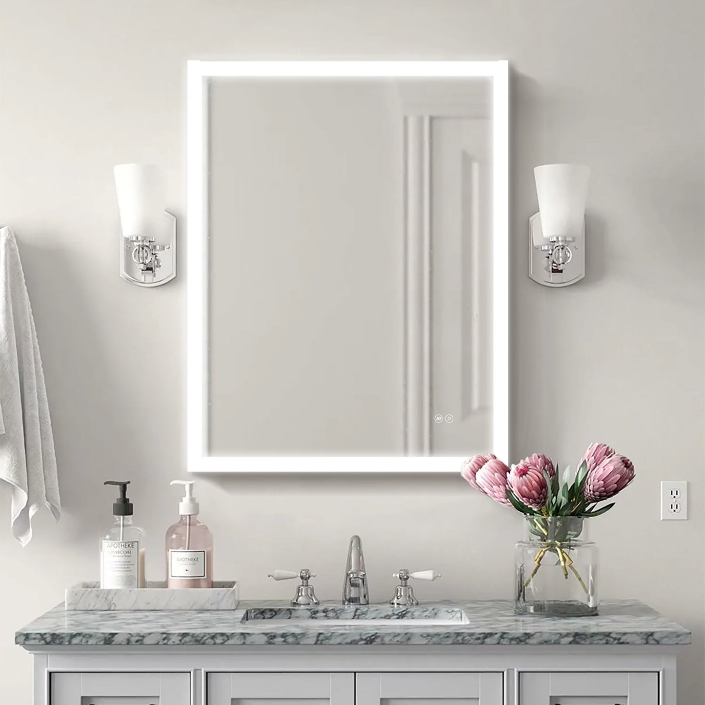 LED Lighted LED Lit Mirror Rectangular Fog Free Frameless Bathroom Vanity Mirror Home Decor by Design