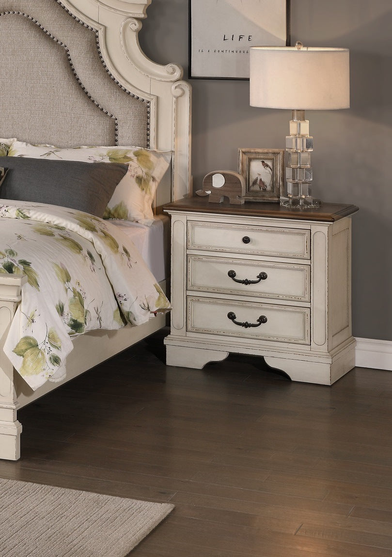 New Traditional Look Wooden Nightstand Drawers Bed Side Table Polished White Finish Home Decor by Design