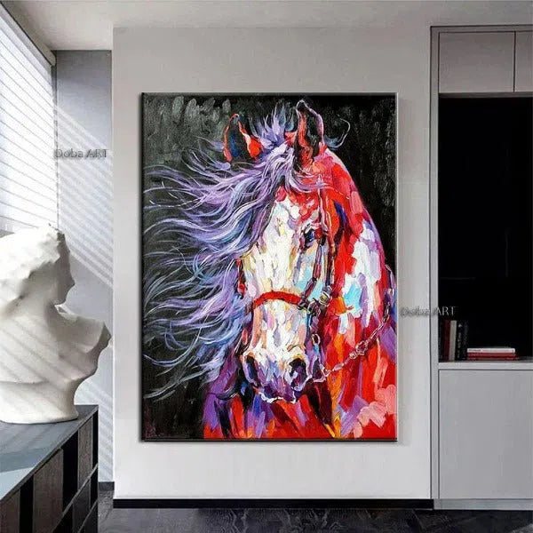 Oil Painting Handmade Hand Painted Wall Art Mintura Modern Abstract Horse Animal Home Living Room hallway bedroom luxurious decorative painting Home Decor by Design