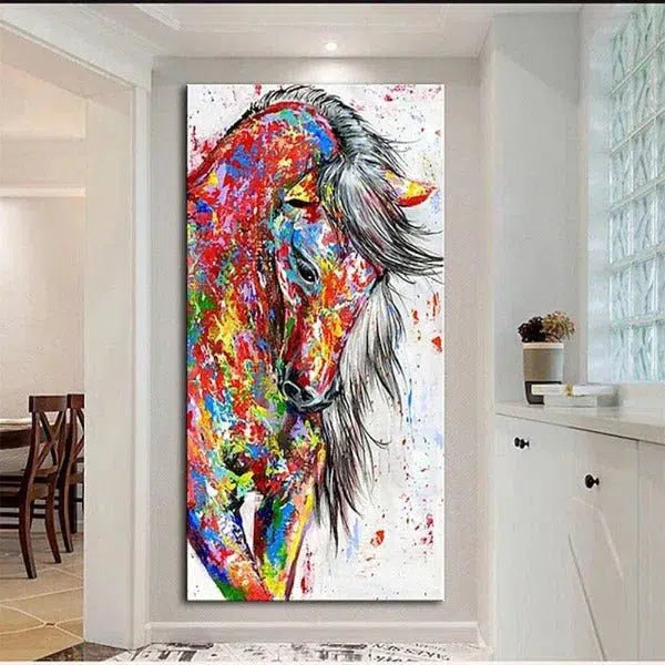 Oil Painting Handmade Hand Painted Wall Art Mintura Modern Abstract Horse Animal Home Living Room hallway bedroom luxurious decorative painting Home Decor by Design