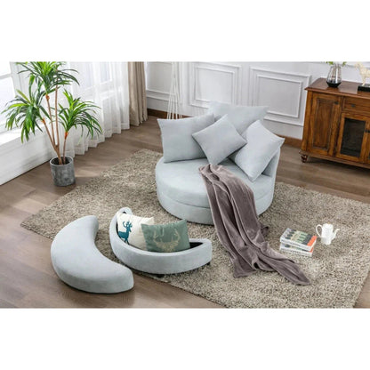 Orisfur. 360&deg; Swivel Accent Barrel Chair with Storage Ottoman &amp; 4 Pillows Home Decor by Design
