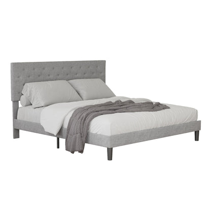 Simple King Size Grey Bed frame, Adjustable Headboard Home Decor by Design
