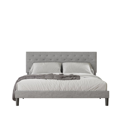 Simple King Size Grey Bed frame, Adjustable Headboard Home Decor by Design
