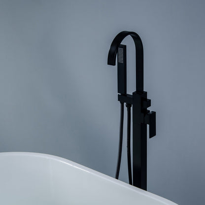 Single-Handle Freestanding Floor Mount Roman Tub Faucet Bathtub Filler with Hand Shower in Matte Black Home Decor by Design