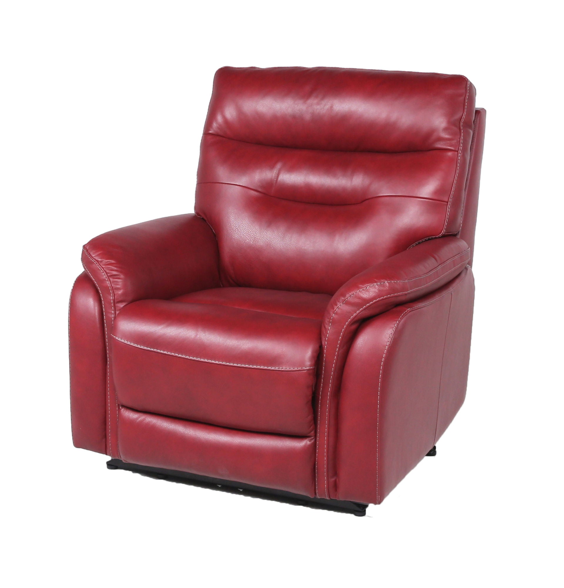Top-Grain Leather Motion Recliner - Contemporary Style, Control Panel - USB Charging, Home Button - Wine Home Decor by Design
