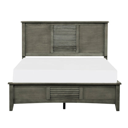 Transitional Style Cool Gray Finish 1pc Queen Size Bed Birch Veneer Wood Bedroom Furniture Home Decor by Design