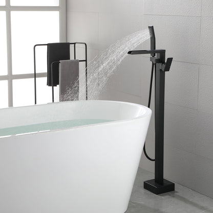 Waterfall Freestanding Single Handle Floor Mounted Clawfoot Tub Faucet with Handshower Home Decor by Design