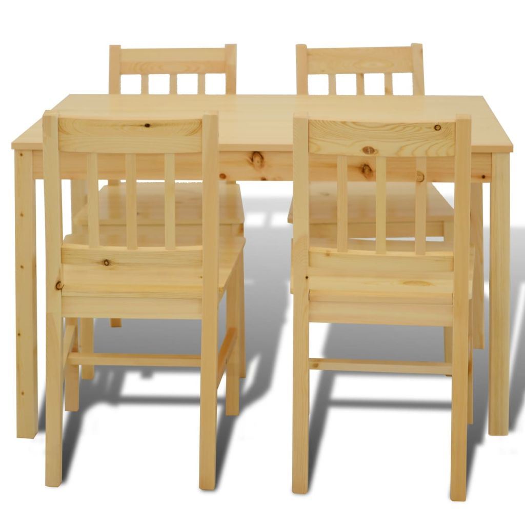 Wooden Dining Table with 4 Chairs Natural Home Decor by Design