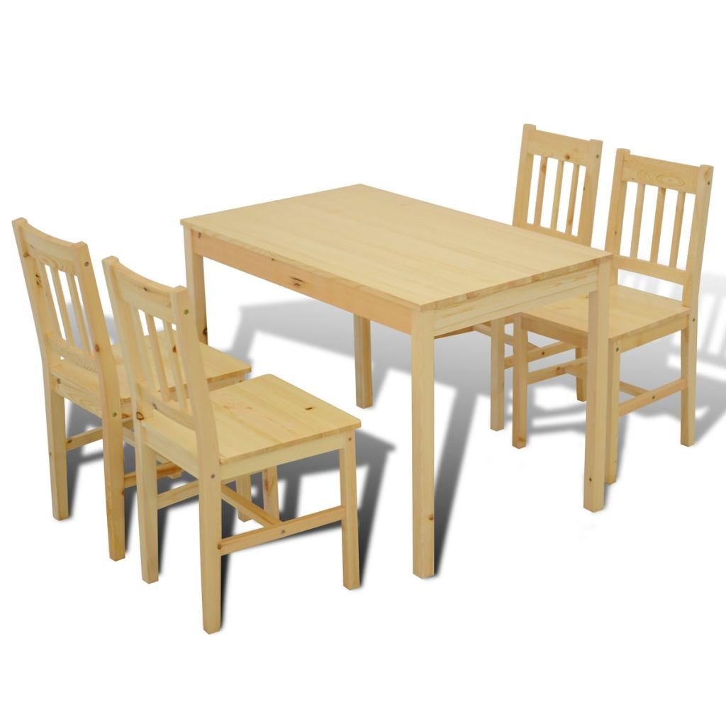 Wooden Dining Table with 4 Chairs Natural Home Decor by Design