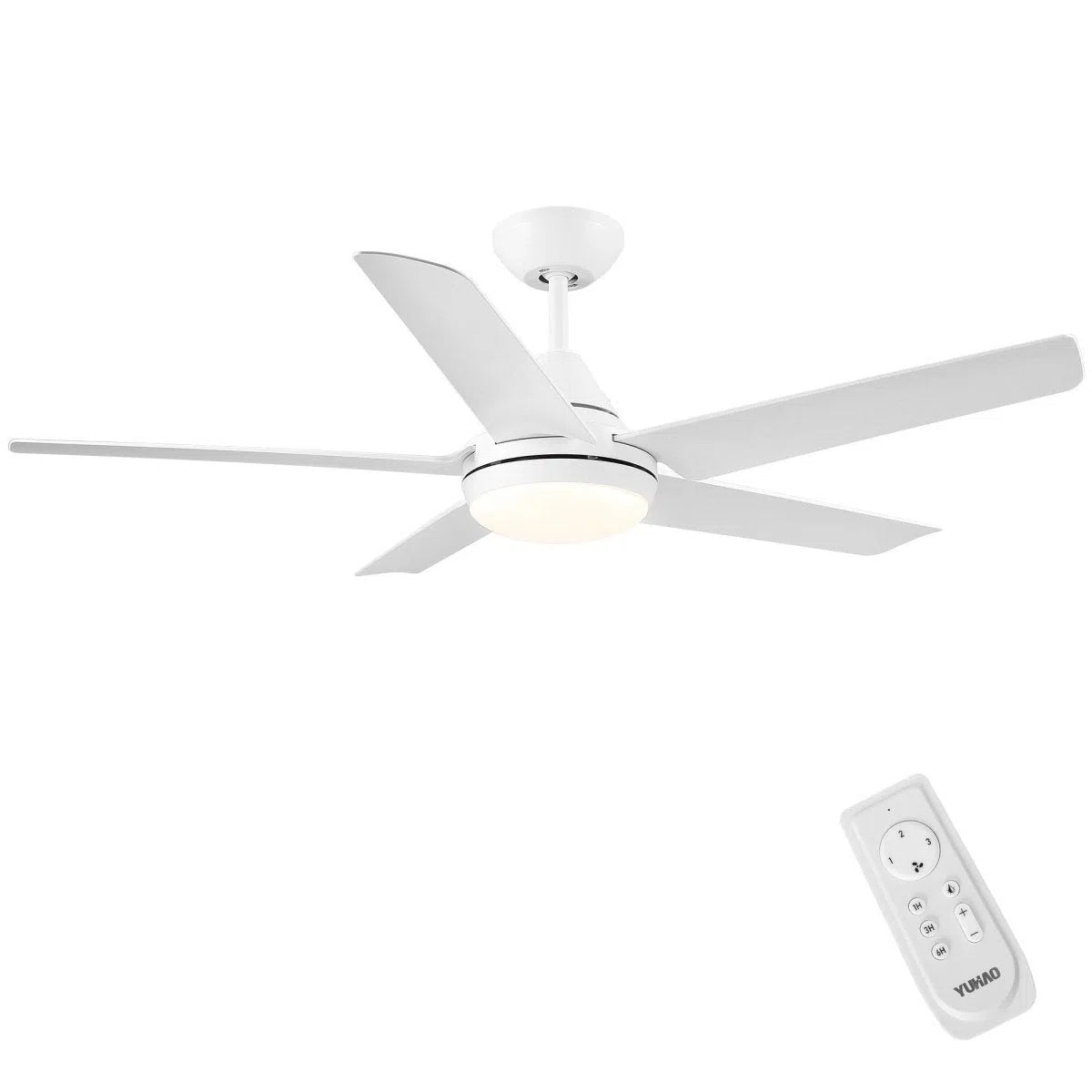 YUHAO Modern 48 in. Integrated LED Ceiling Fan Lighting with 5 White Blades Home Decor by Design