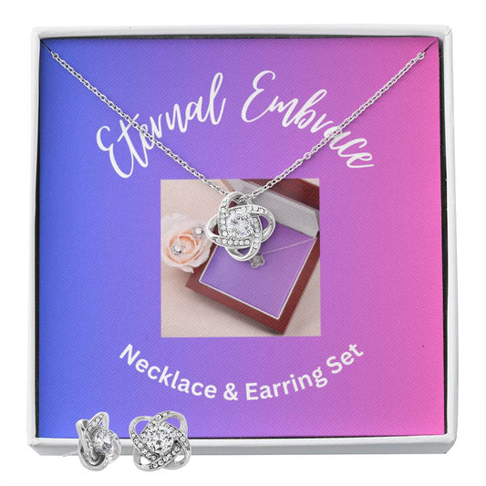 Eternal Embrace: Love knot Necklace and Earring Set