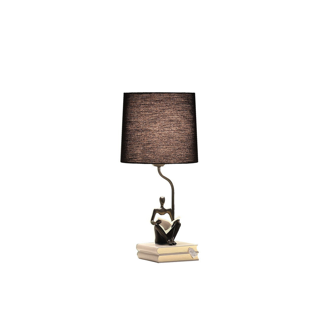 20.5" In Modern Reader Black Sitting A Gray Stack Of Books Polyresin Table Lamp