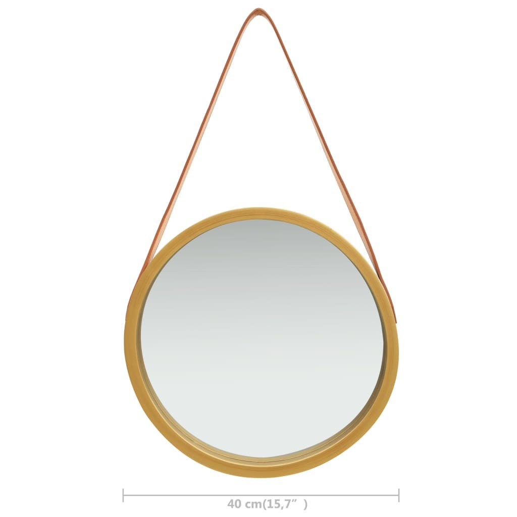 Wall Mirror with Strap 15.7" Gold - home decor by design