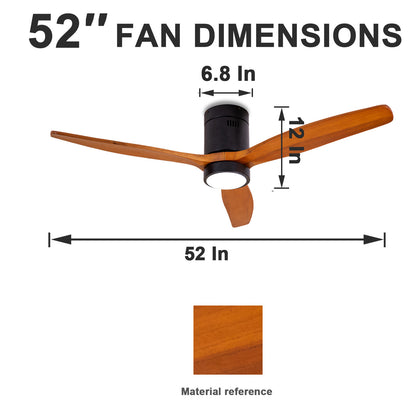 52 Inch Solid Wood Ceiling Fans with Lights